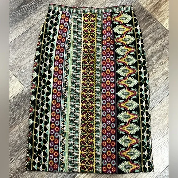 Anthropologie Vanessa Virginia Moroccan Nights Embroidered Midi Pencil Skirt - Picture 8 of 9